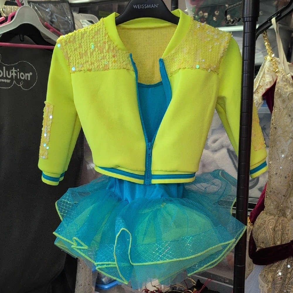 Weissman Yellow and Blue Dance Costume with Tutu